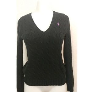Ralph Lauren Sport V neck cable knit Polo sweater